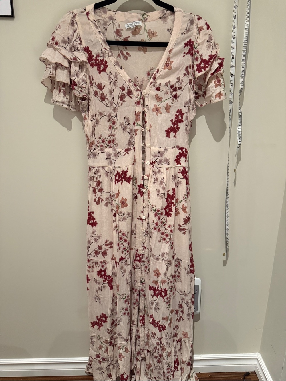 Patrons of Peace Floral Maxi Dress Medium Cottagecore Button Front Boho